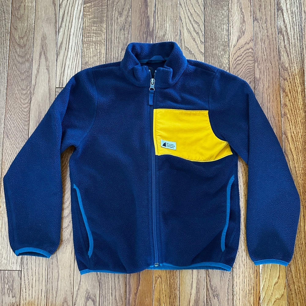 MEC Kids Blue Fleece Jacket with Yellow Pocket size 7